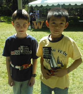 Students show off their Super Hero bracelets (belts!) during Engineering Discover Days.