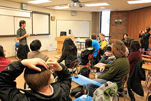 HCDE students listen to guest speaker Andy South.