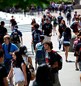 Students at the University of Washington walk to class.