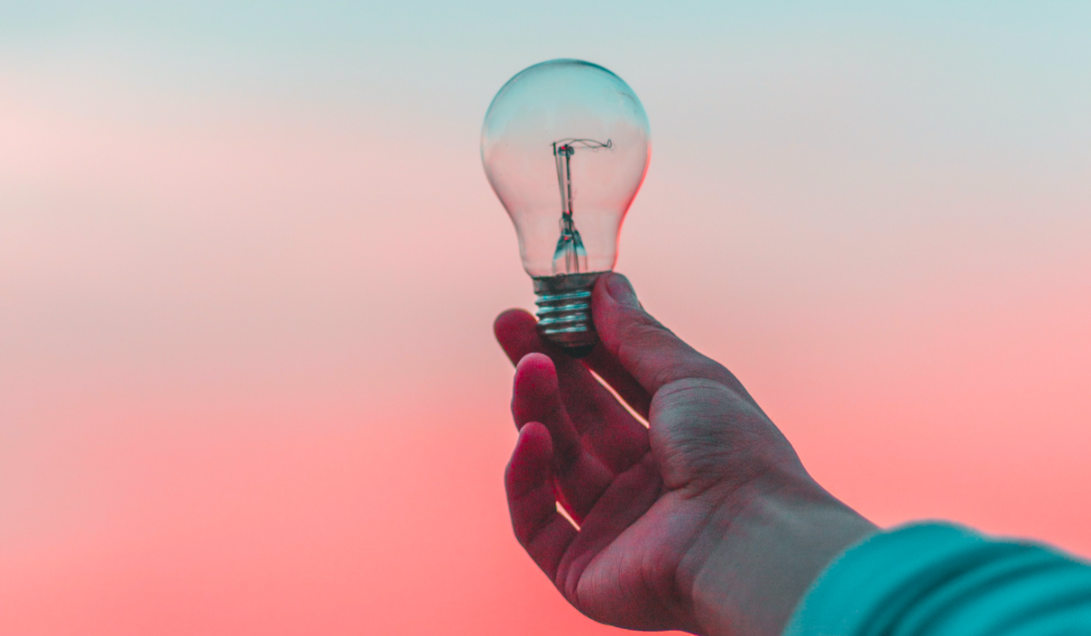 Hand holding lightbulb