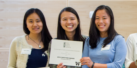 Left to right: HCDE graduate students Elaine Zhao, Diana Chin, and Ann Huang