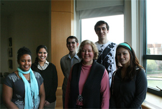 HCDE students worked on the redesign of the UDB as part of their directed research group. This group of students focused on redesigning UDB's ReportFinder function. From left: Nebiat Abraha, Anuradha Vellineni, Logan Wells, Paula Croxon, Alan Rumpel, and Kim Brown.