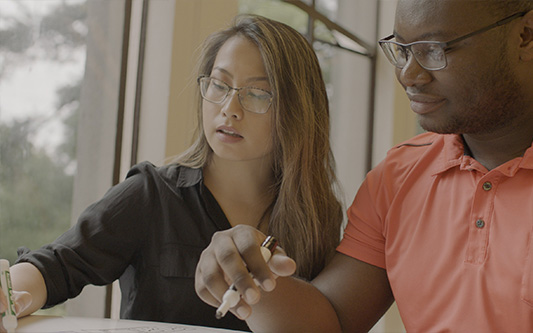 Two students working in Design Lab