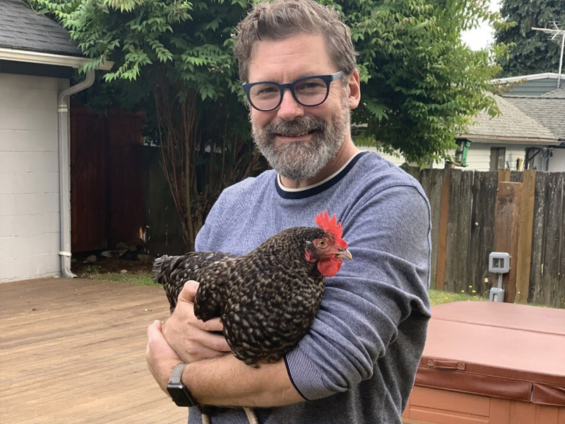 Tyler and his chicken