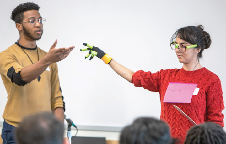 Two students with vr prototype