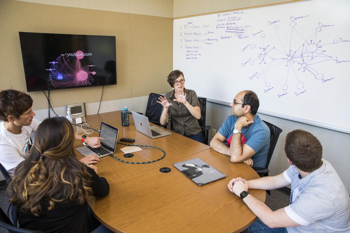 Starbird and students in her lab