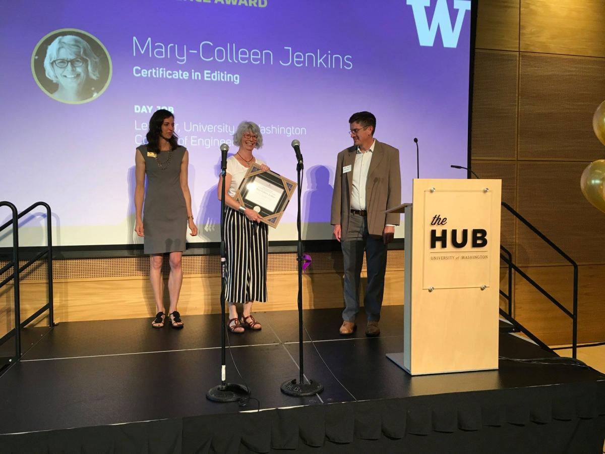 Mary-Colleen receiving the award in June 2018