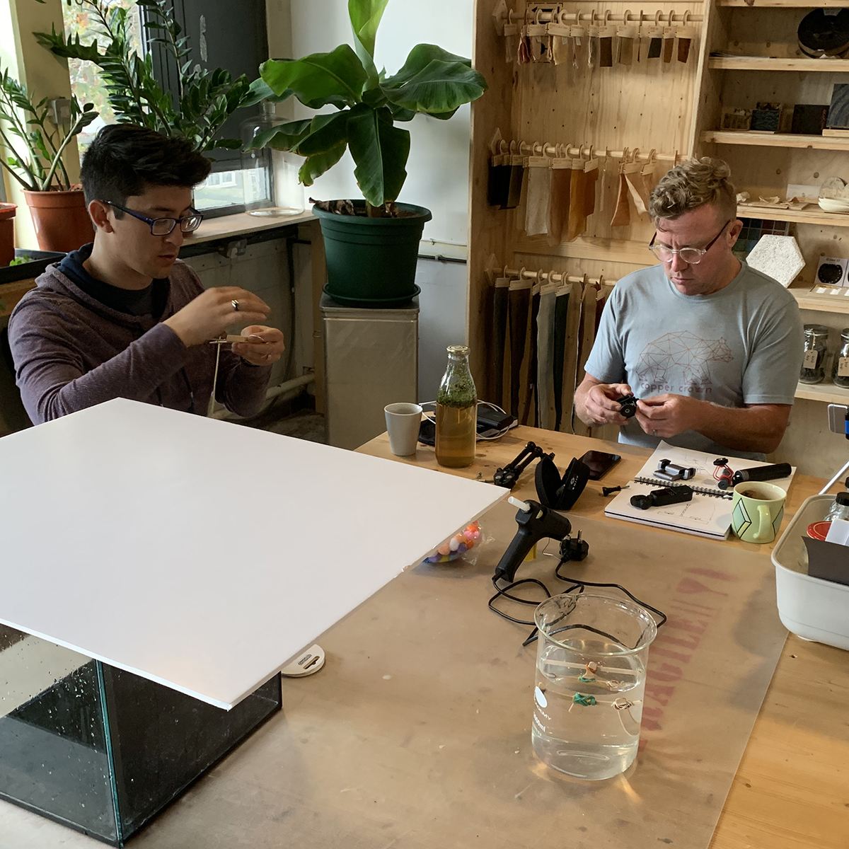 Two students working in the Greenlab