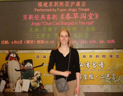 Eva Dooley attends the opera in Shanghai. Photo courtesy: Eva Dooley