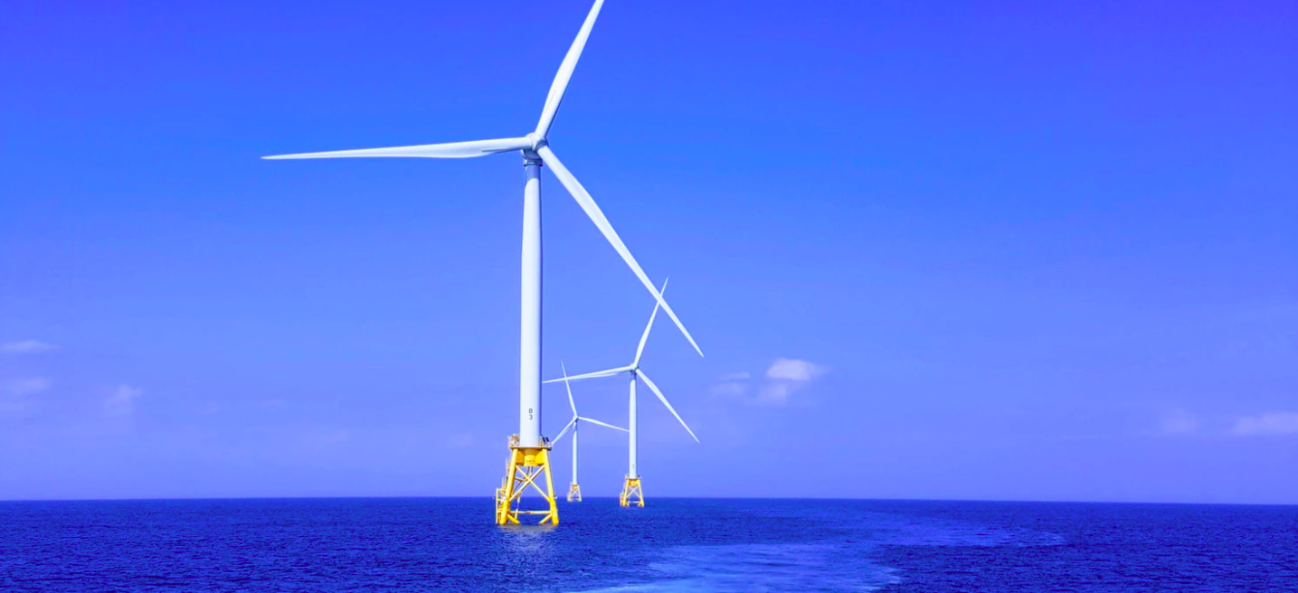 wind turbine in blue water