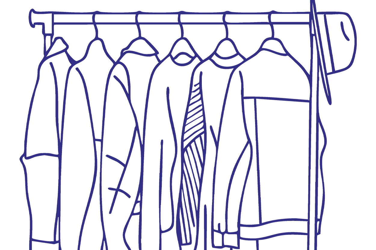 illustration of clothes hanging on a rack