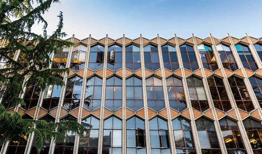 Outside of Sieg Building on a sunny day