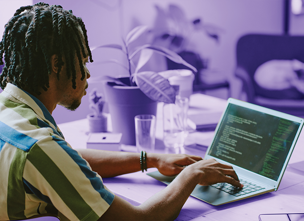 A student working on a laptop