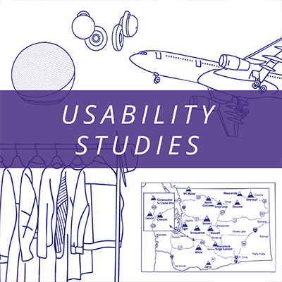 collage of illustrations of the five usability projects