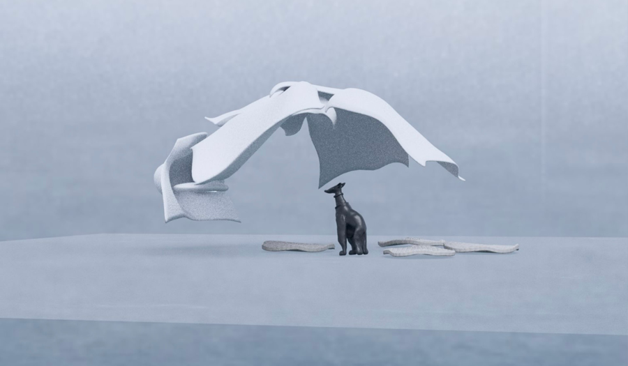 Screenshot from VR environment showing an animal