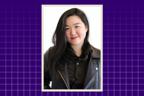 Emily Tseng's headshot on a purple background