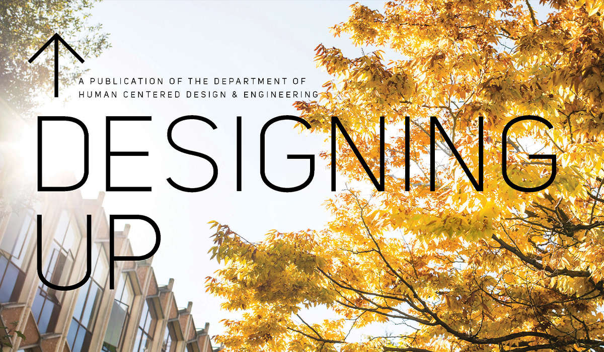 Cover of Designing Up publication - Sieg Building with tree in foreground