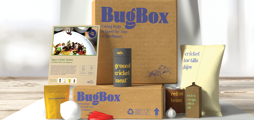 Rendering of bugbox product with ingredients and recipes