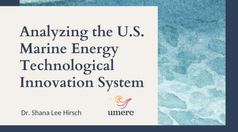 Document cover page with title, Analyzing the US Marine Energy Technological Innovation System