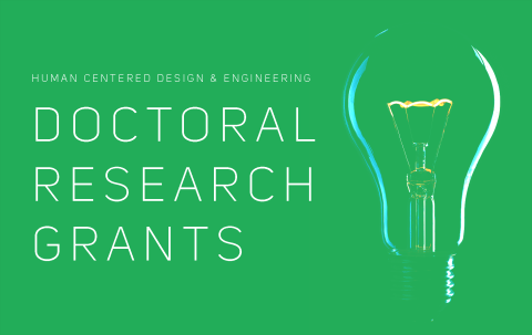 Doctoral Research Grants text over green-filtered lightbulb image